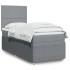 Cama box spring con colchón tela gris claro 100x200