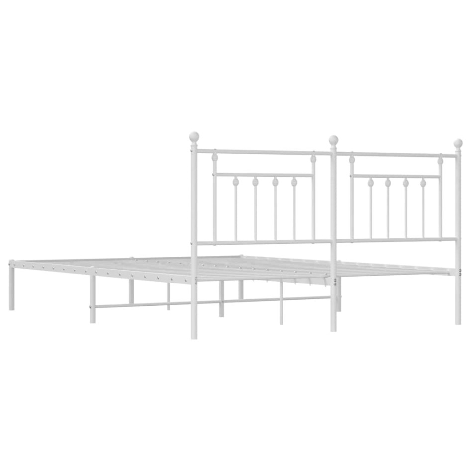 Estructura de cama de metal con cabecero blanco 183x213
