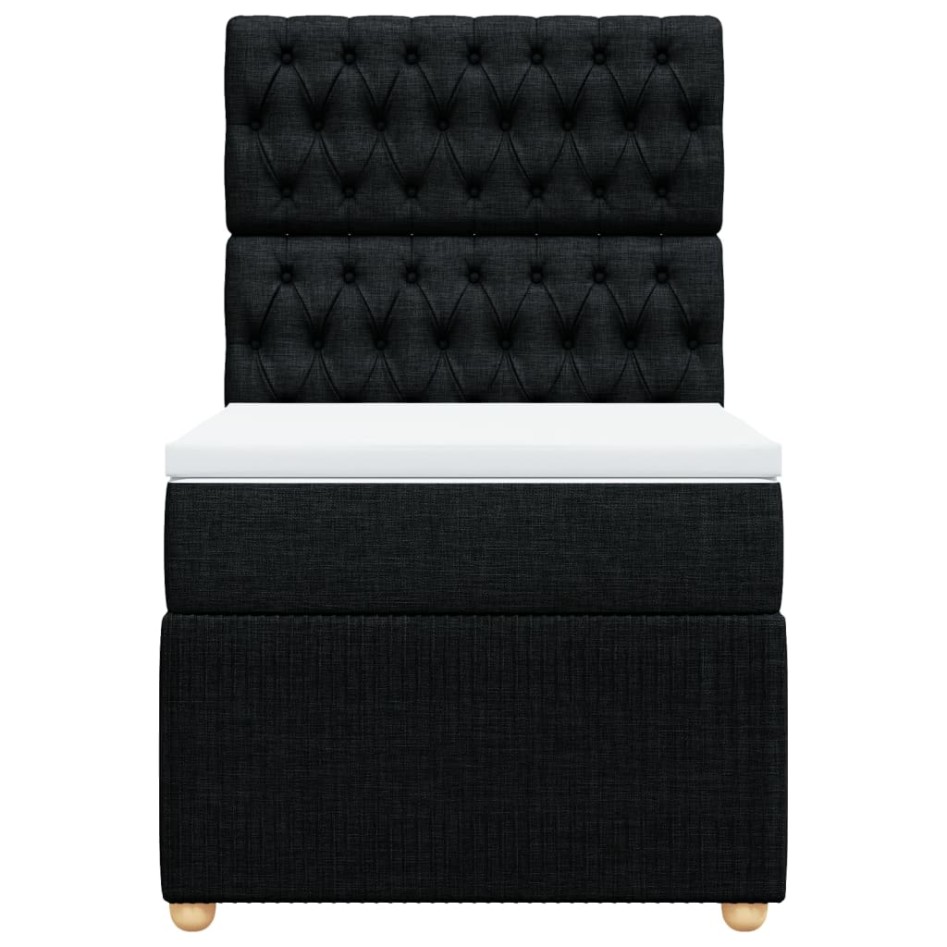 Cama box spring con colchón tela negro 100x200