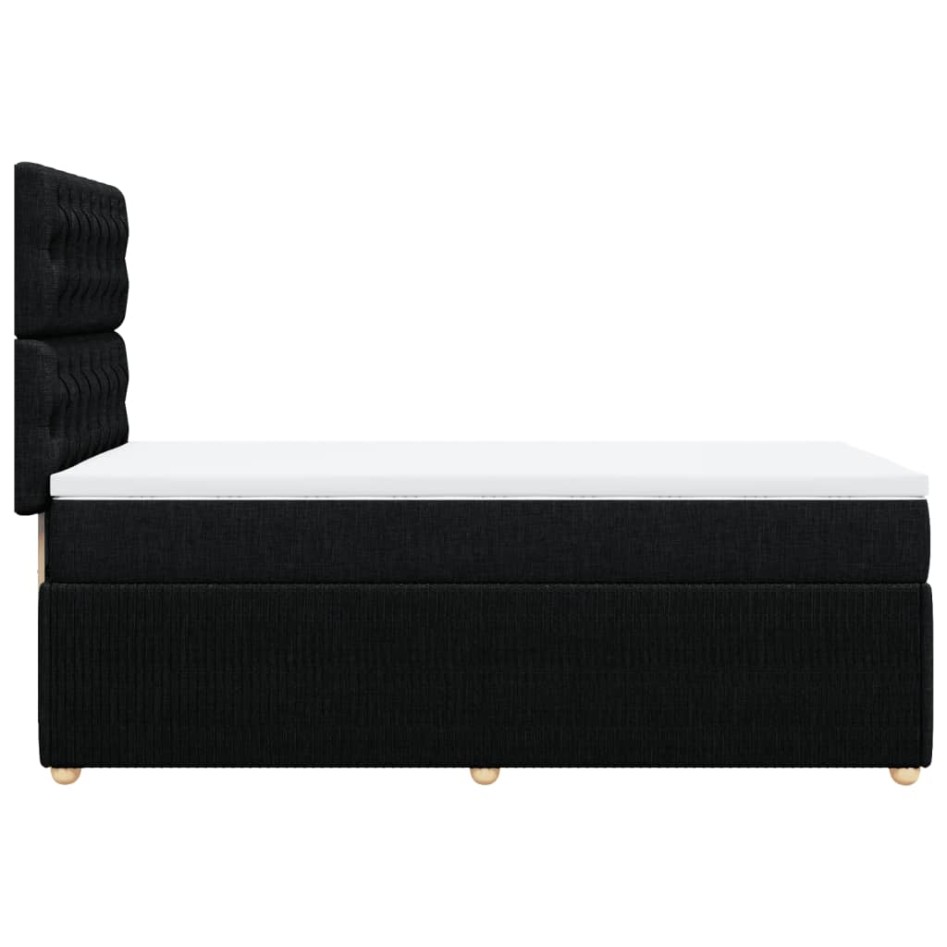Cama box spring con colchón tela negro 100x200