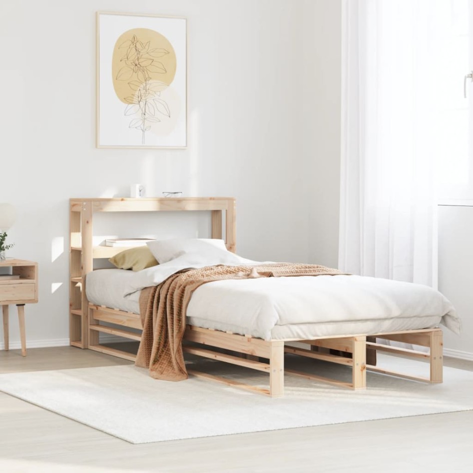 Estructura de cama sin colchón madera maciza de pino 100x200