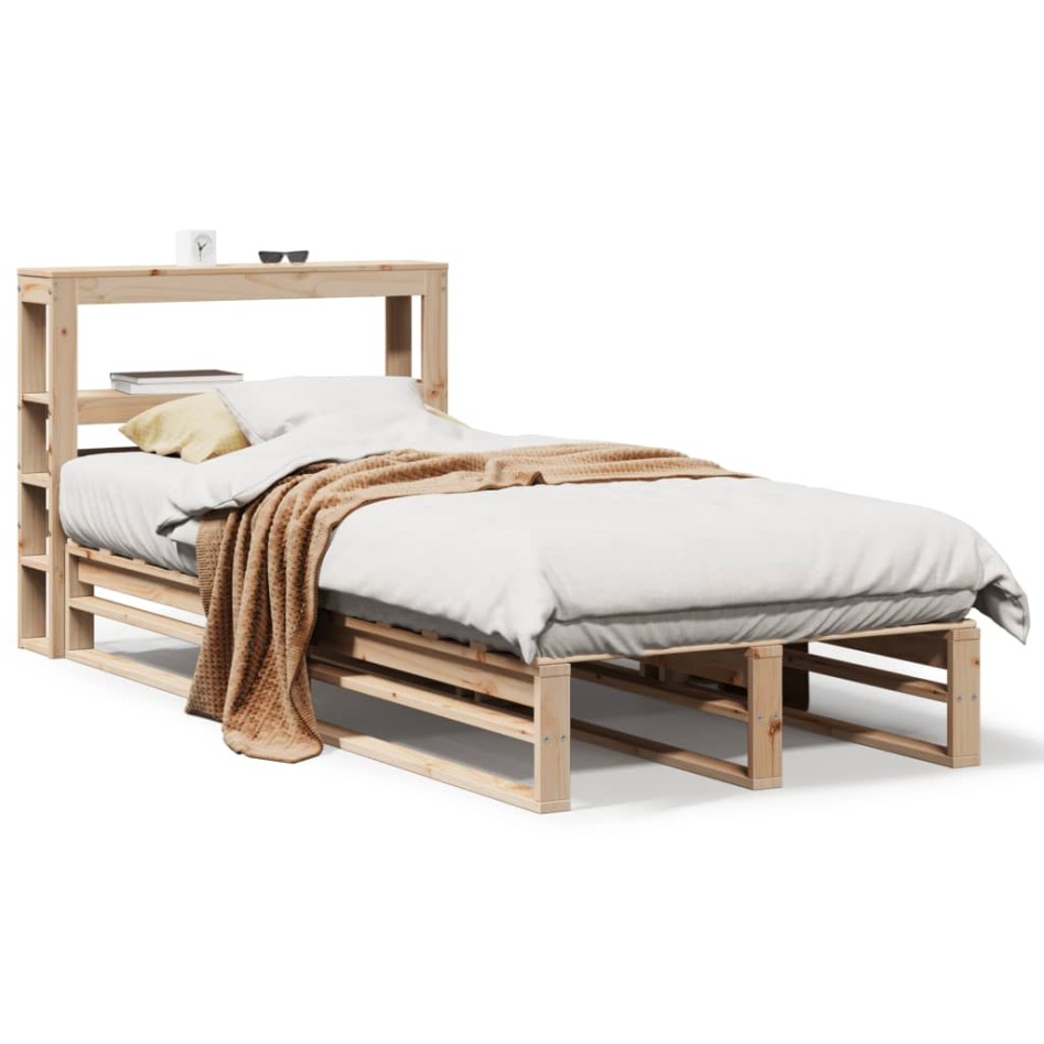 Estructura de cama sin colchón madera maciza de pino 100x200