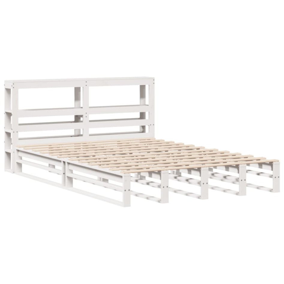 Estructura de cama sin colchón madera de pino blanca 140x200