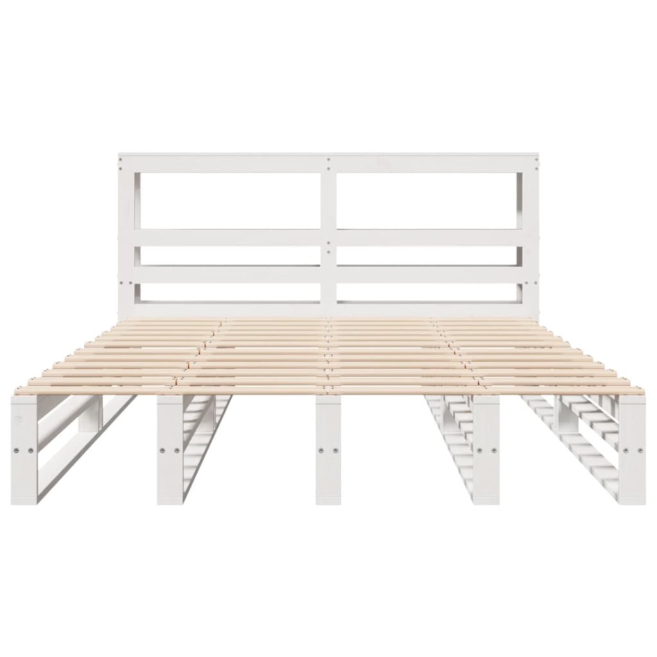 Estructura de cama sin colchón madera de pino blanca 140x200