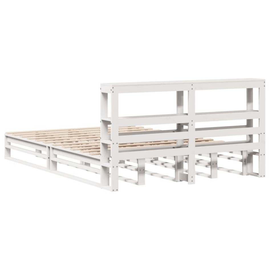 Estructura de cama sin colchón madera de pino blanca 140x200