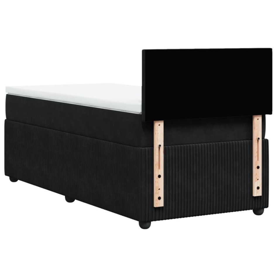 Cama box spring con colchón terciopelo negro 100x200