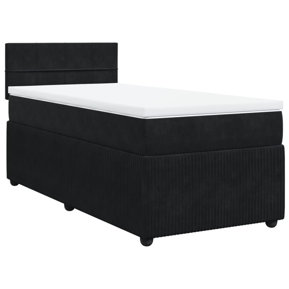Cama box spring con colchón terciopelo negro 100x200