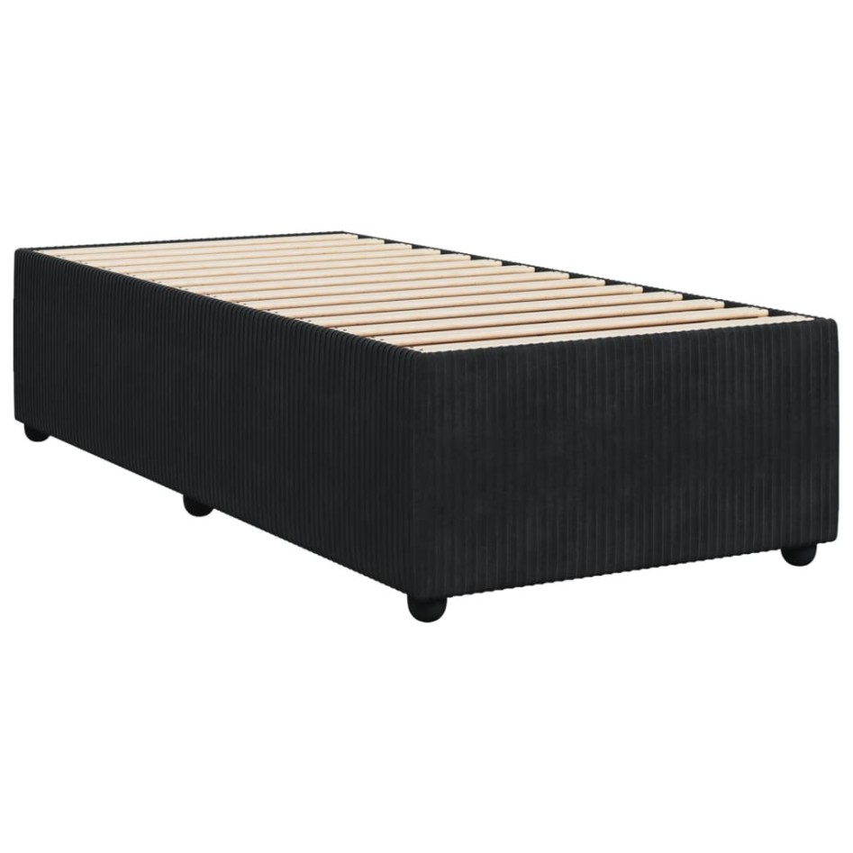 Cama box spring con colchón terciopelo negro 100x200