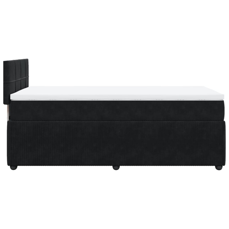 Cama box spring con colchón terciopelo negro 100x200