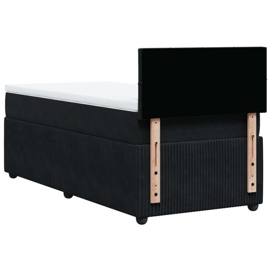 Cama box spring con colchón terciopelo negro 100x200