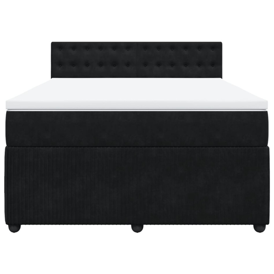Cama box spring con colchón terciopelo negro 160x200