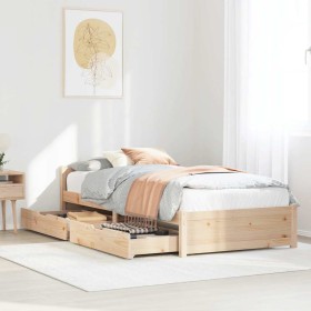 Estructura de cama sin colchón madera maciza pino 75x190