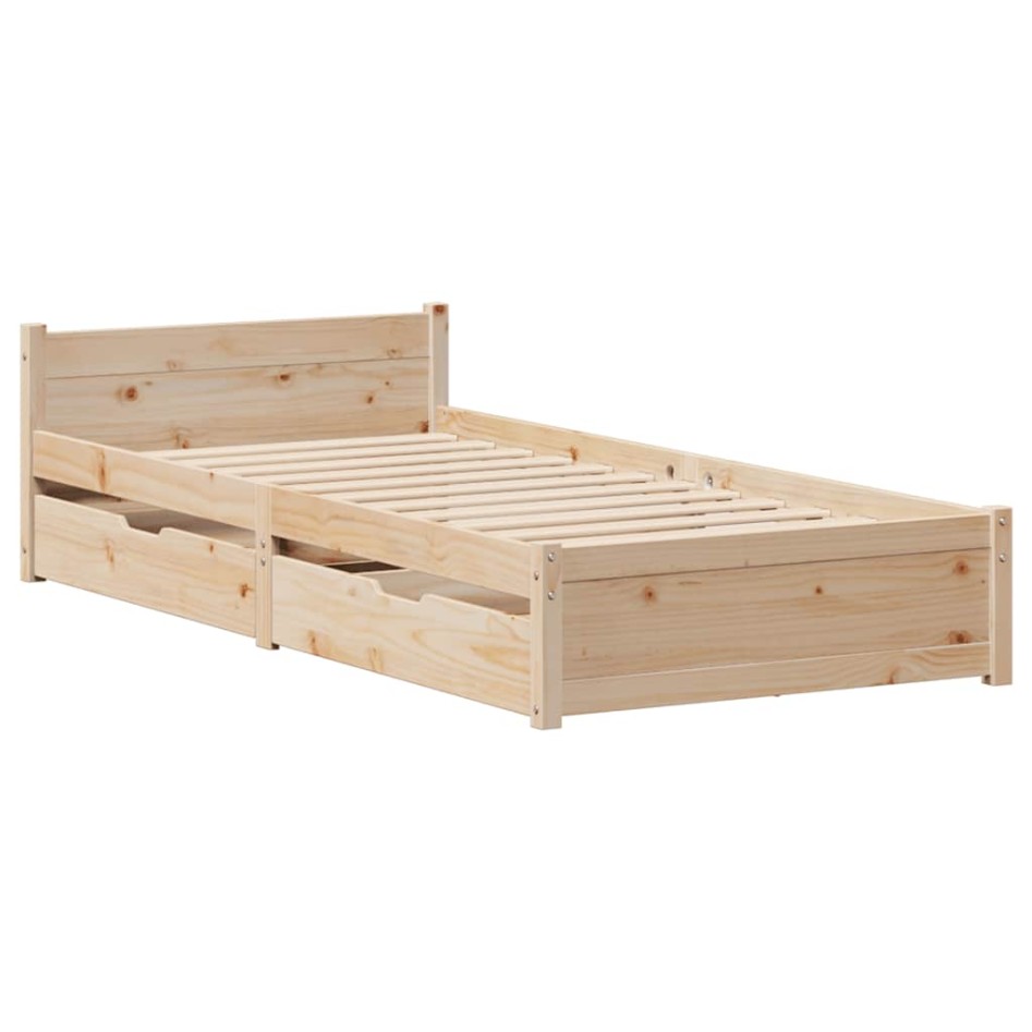 Estructura de cama sin colchón madera maciza pino 75x190