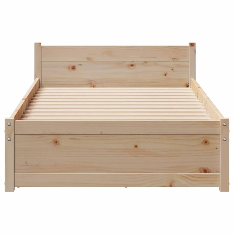 Estructura de cama sin colchón madera maciza pino 75x190