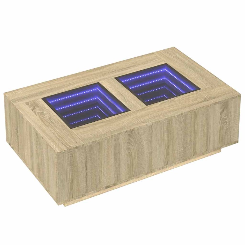 Mesa de centro con Infinity LED roble Sonoma 116x69x40