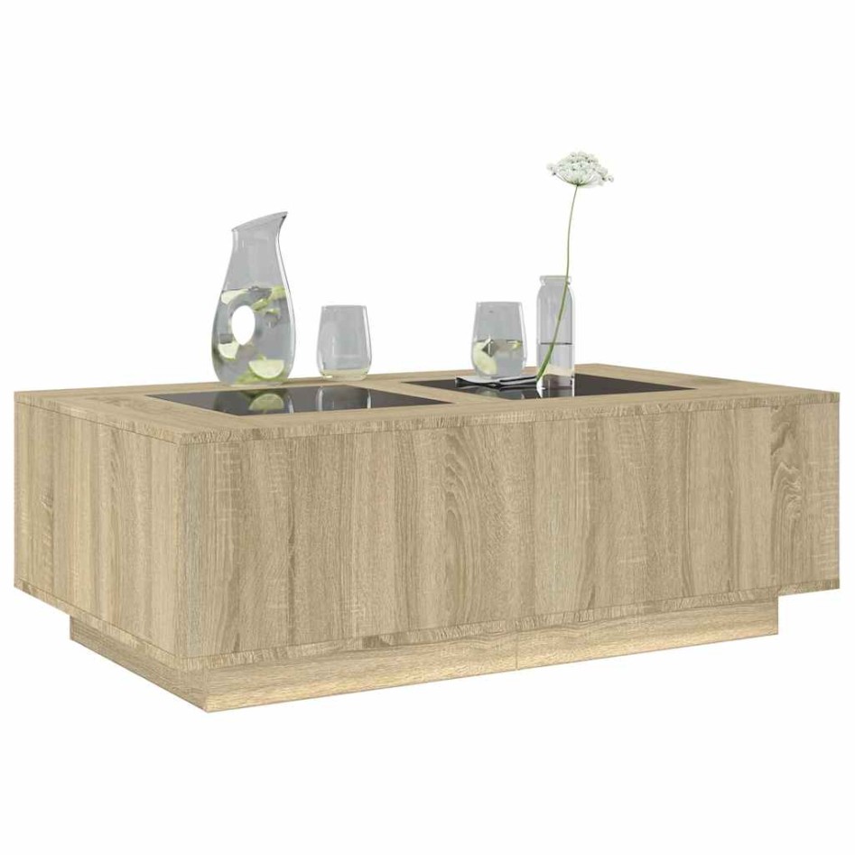 Mesa de centro con Infinity LED roble Sonoma 116x69x40