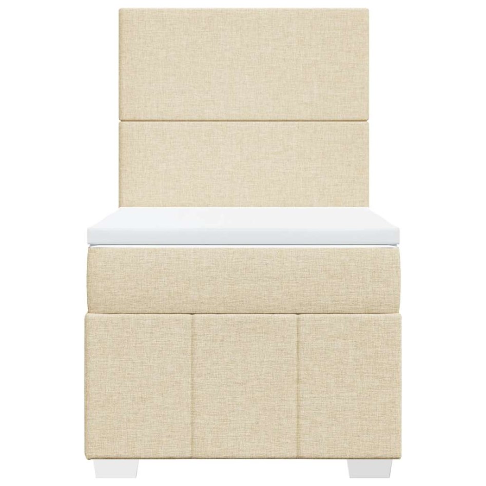 Cama box spring con colchón tela color crema 80x200