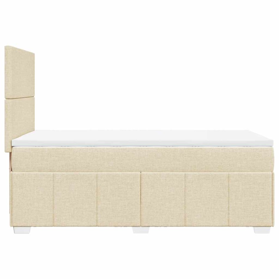 Cama box spring con colchón tela color crema 80x200