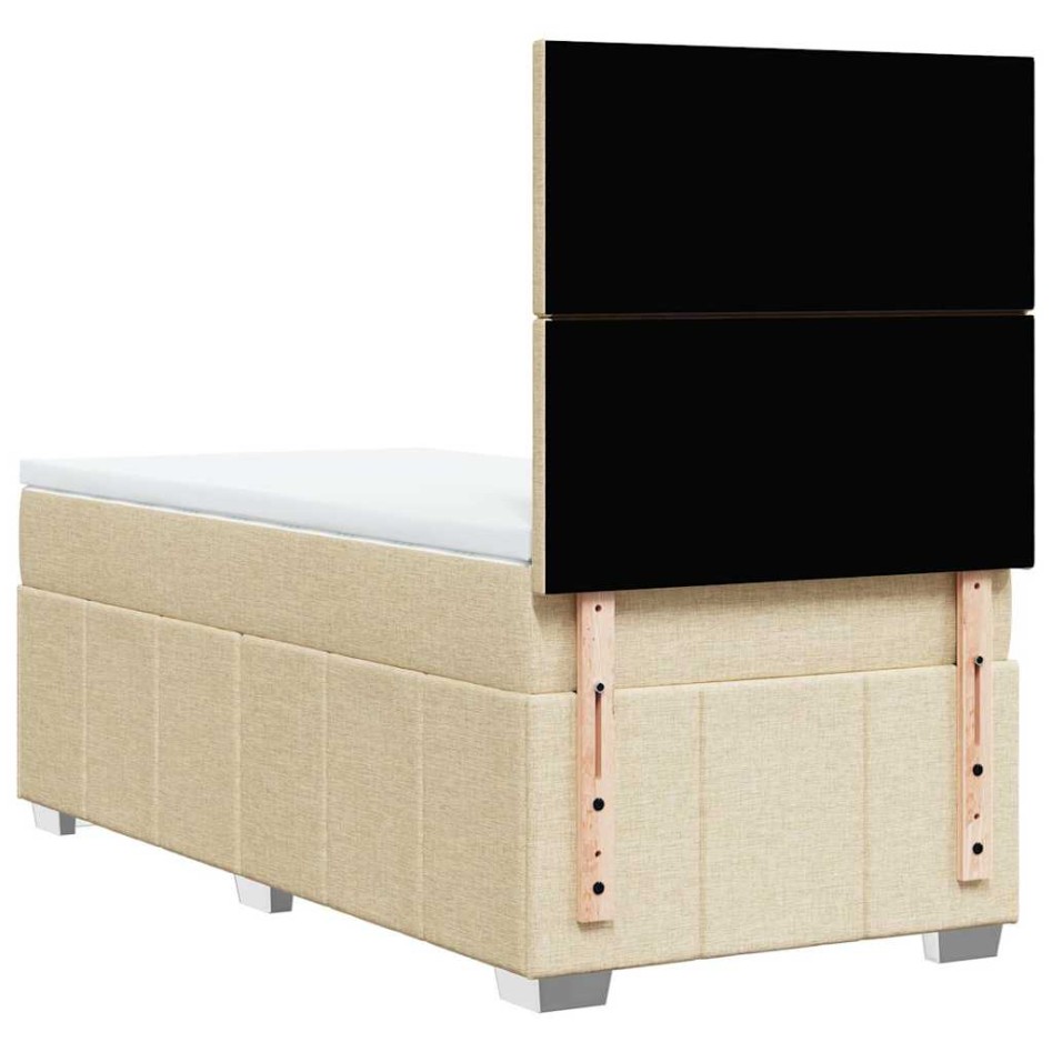 Cama box spring con colchón tela color crema 80x200