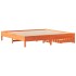 Cama sin colchón madera maciza de pino marrón cera 200x200