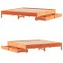 Cama sin colchón madera maciza de pino marrón cera 200x200