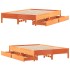 Cama sin colchón madera maciza pino marrón cera 150x200