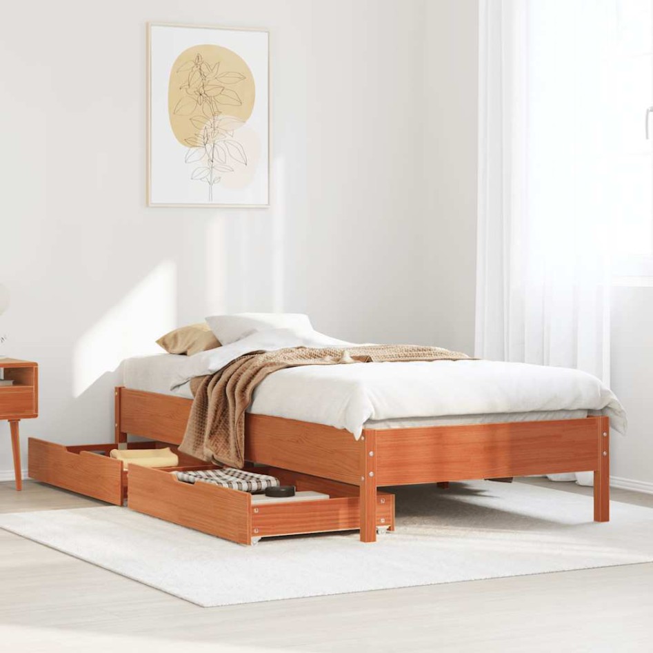 Estructura de cama sin colchón madera de pino marrón 90x200