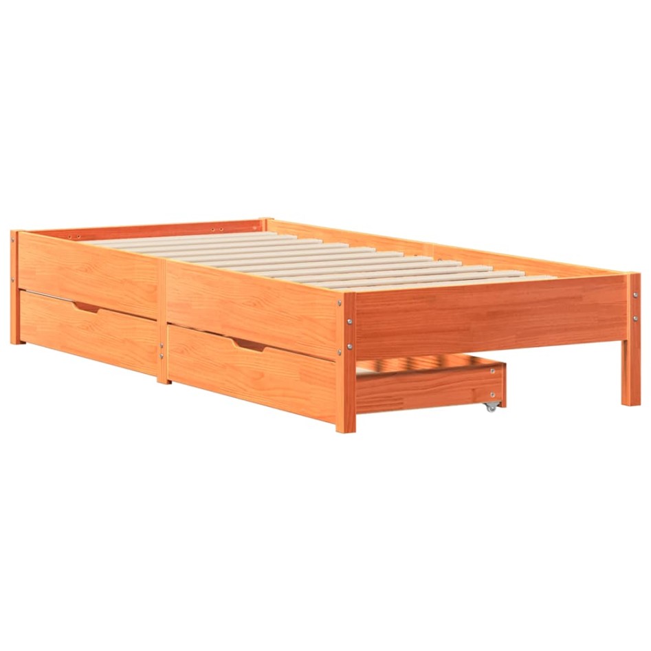 Estructura de cama sin colchón madera de pino marrón 90x200