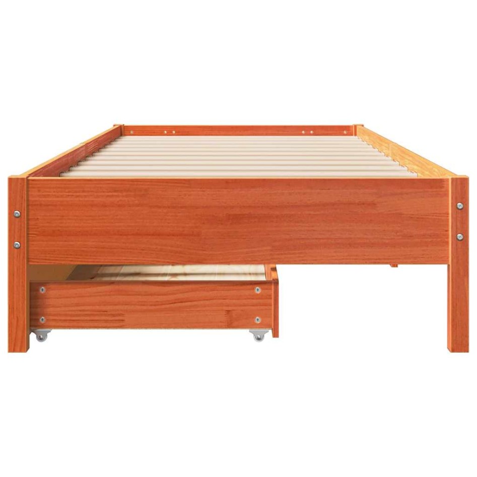 Estructura de cama sin colchón madera de pino marrón 90x200