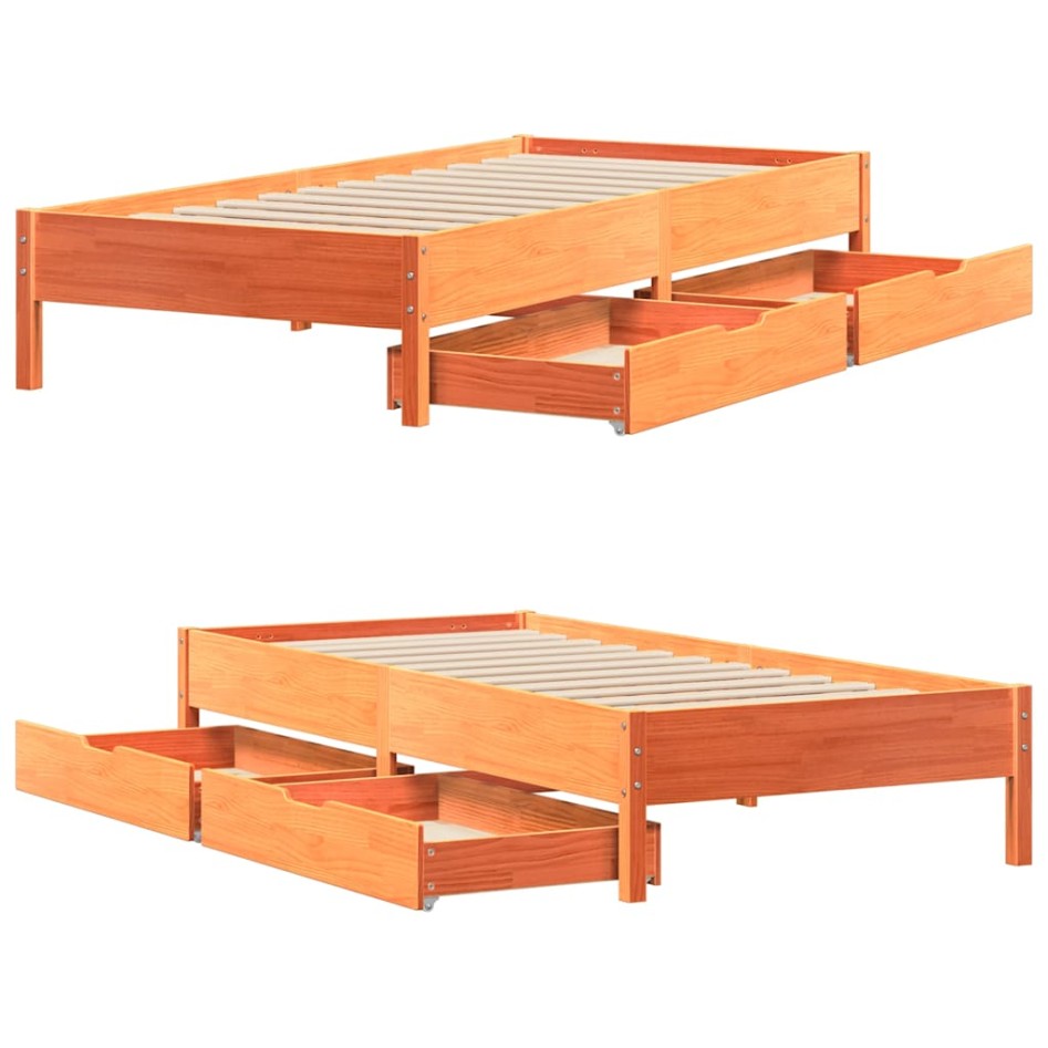 Estructura de cama sin colchón madera de pino marrón 90x200