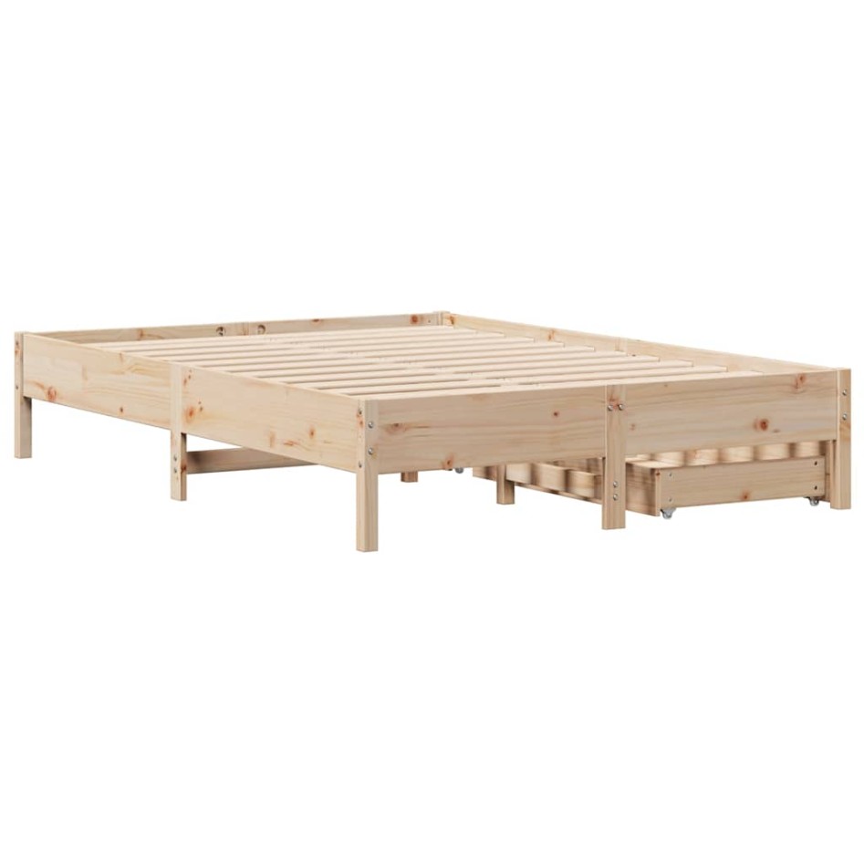 Estructura de cama sin colchón madera maciza de pino 120x190