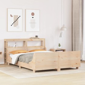 Estructura de cama sin colchón madera de pino blanco 150x200