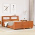 Cama sin colchón madera maciza de pino marrón cera 140x200