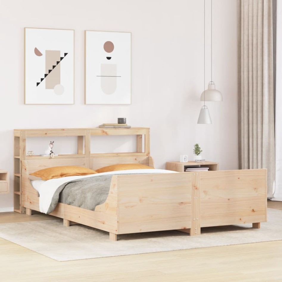 Estructura de cama sin colchón madera maciza de pino 120x190