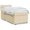 Cama box spring con colchón tela color crema 90x200 cm