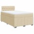 Cama box spring con colchón tela color crema 120x200