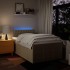 Cama box spring con colchón tela color crema 120x200