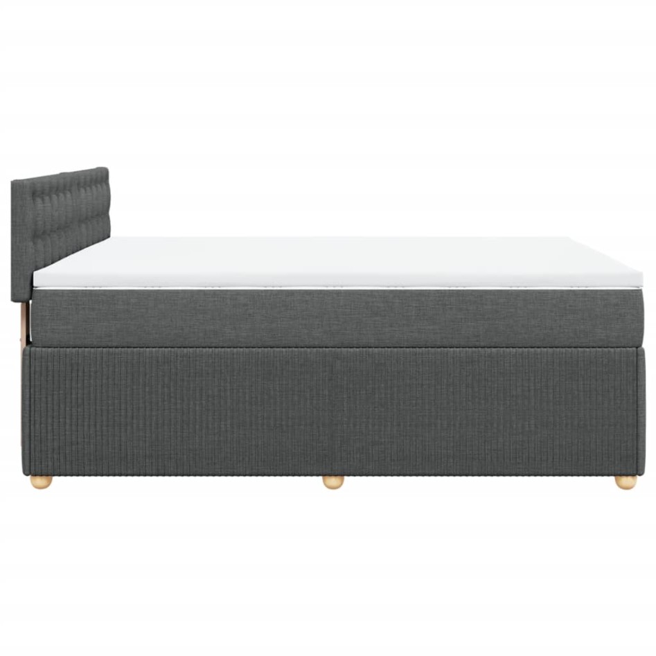 Cama box spring con colchón tela gris oscuro 160x200