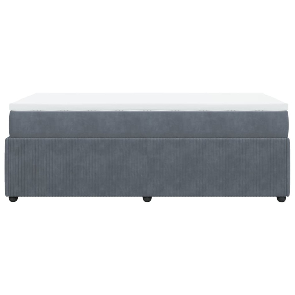Cama box spring con colchón terciopelo gris oscuro 90x190