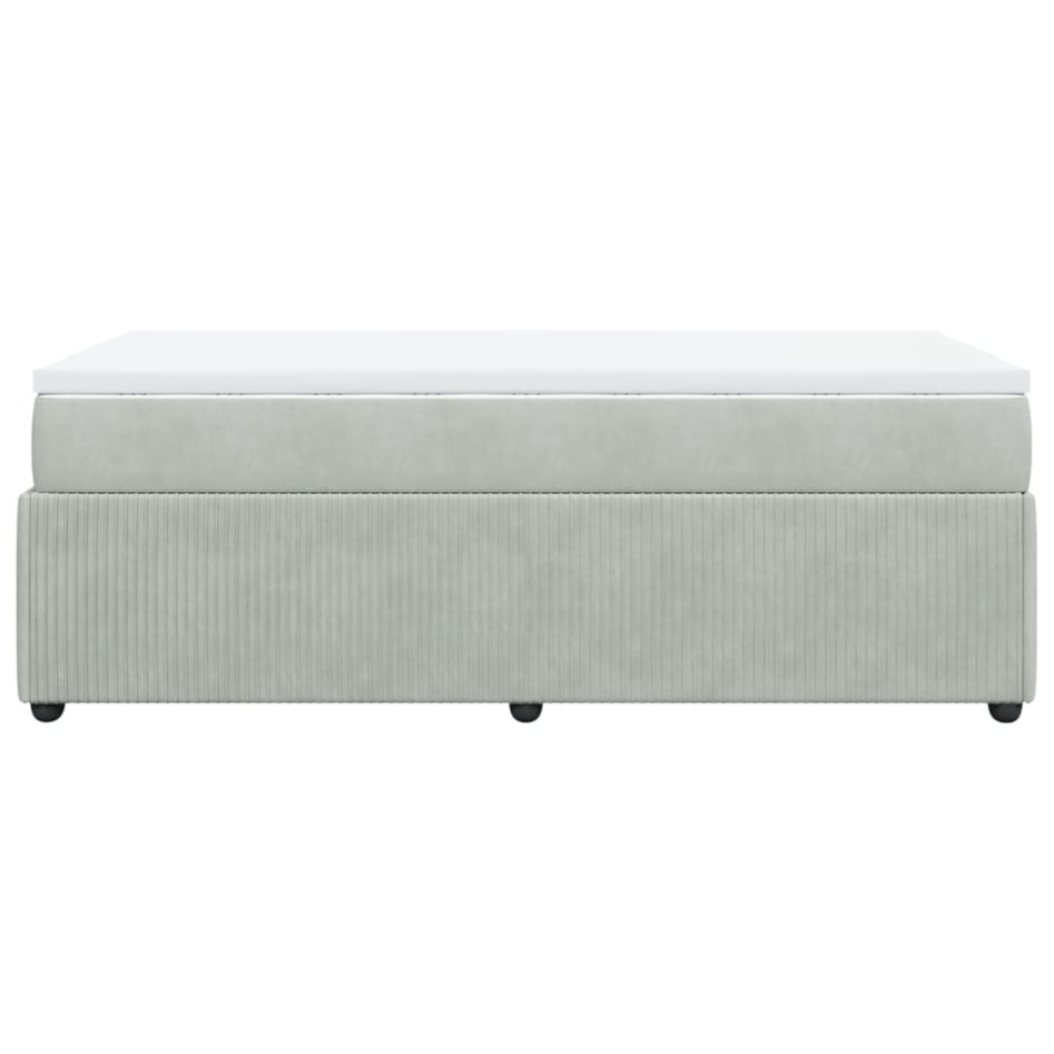 Cama box spring con colchón terciopelo gris claro 90x190