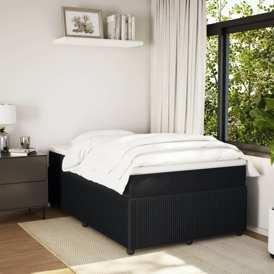 Cama box spring con colchón terciopelo negro 120x190