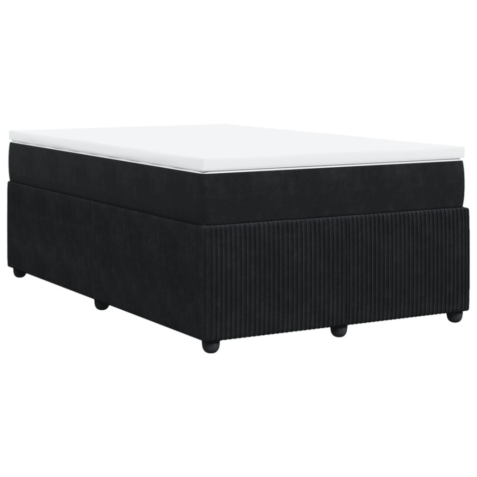 Cama box spring con colchón terciopelo negro 120x190