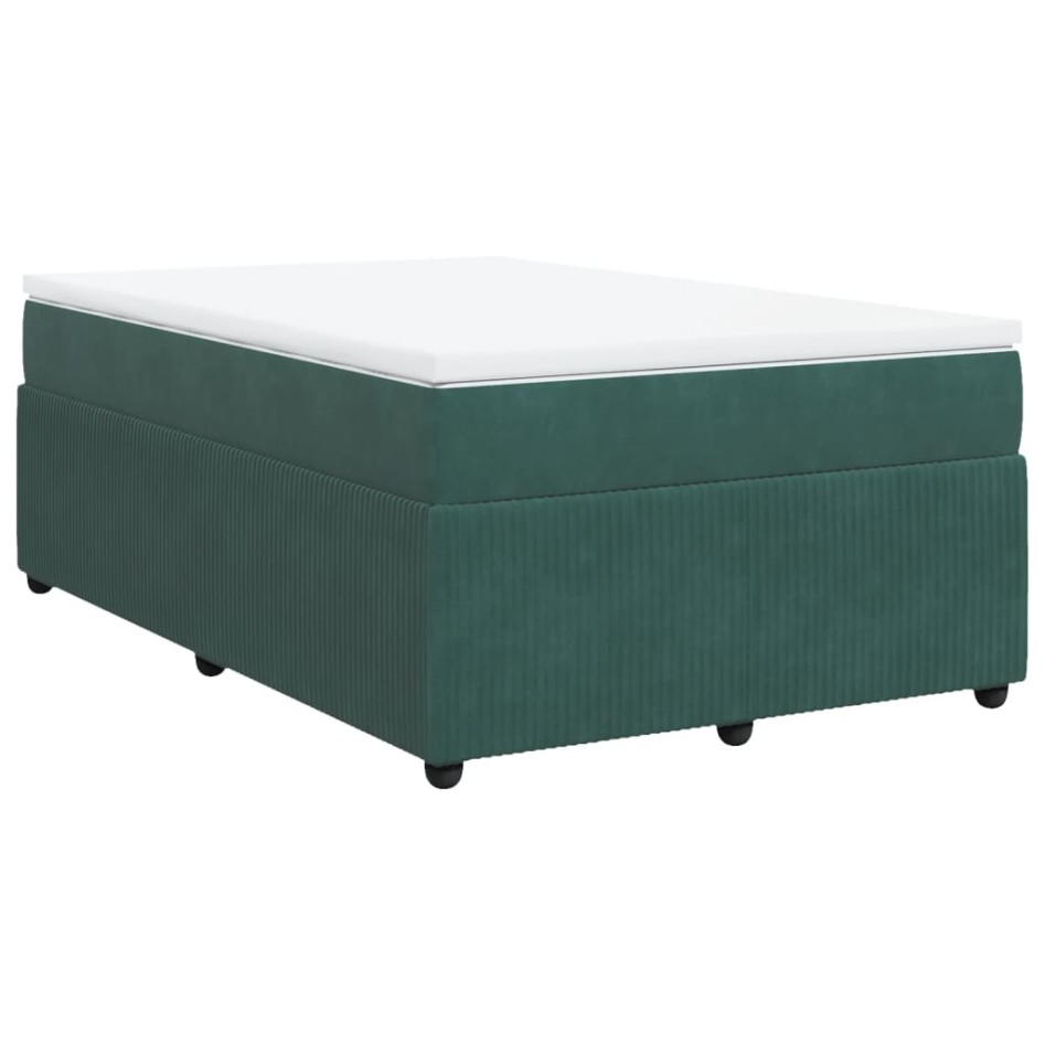 Cama box spring con colchón terciopelo verde oscuro 120x200