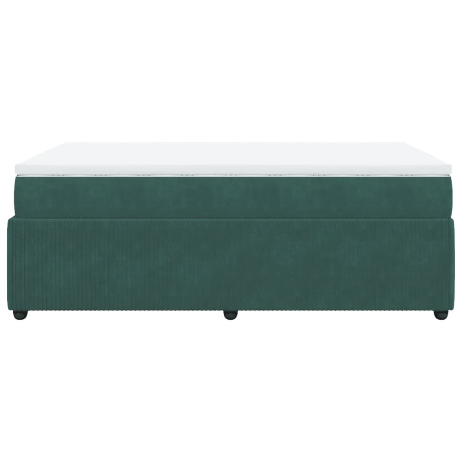 Cama box spring con colchón terciopelo verde oscuro 120x200