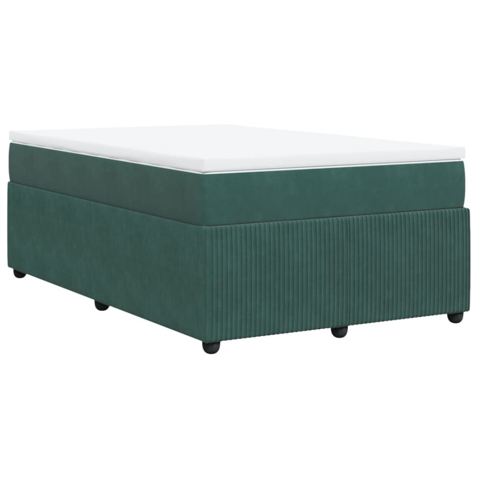 Cama box spring con colchón terciopelo verde oscuro 120x200