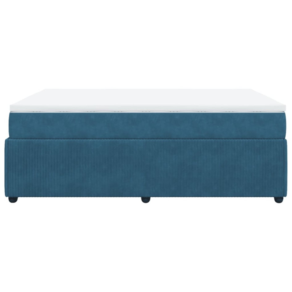 Cama box spring con colchón terciopelo azul oscuro 140x190