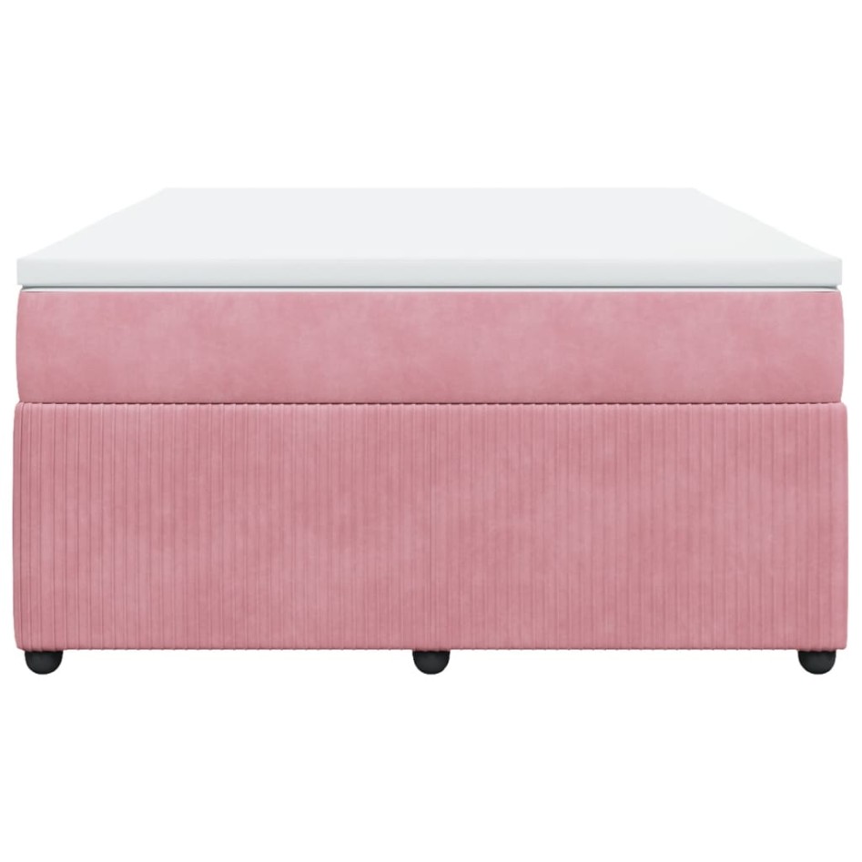 Cama box spring con colchón terciopelo rosa 140x200