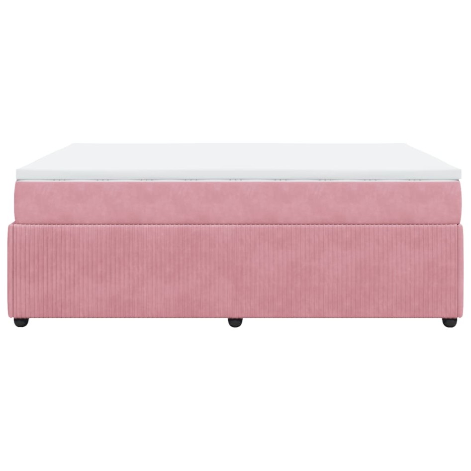 Cama box spring con colchón terciopelo rosa 140x200