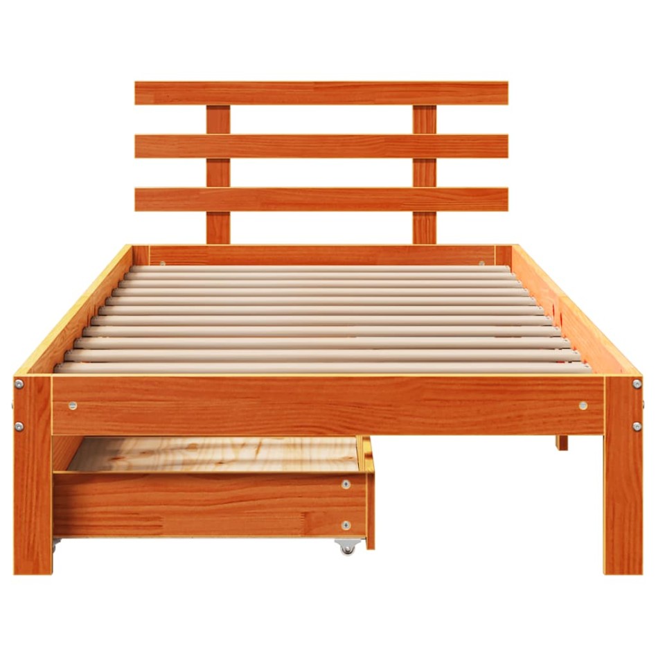 Estructura cama con cajones madera maciza pino marrón