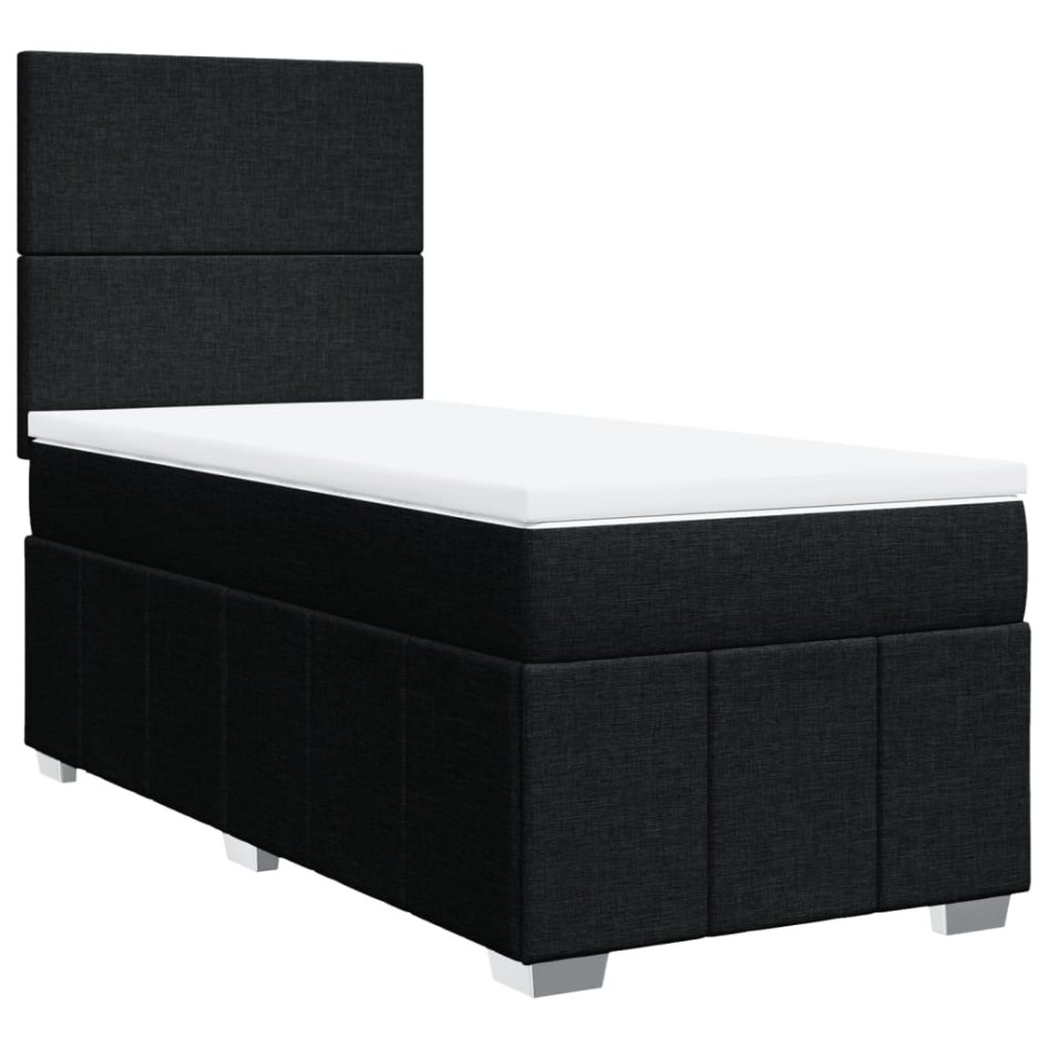 Cama box spring con colchón tela negro 80x200